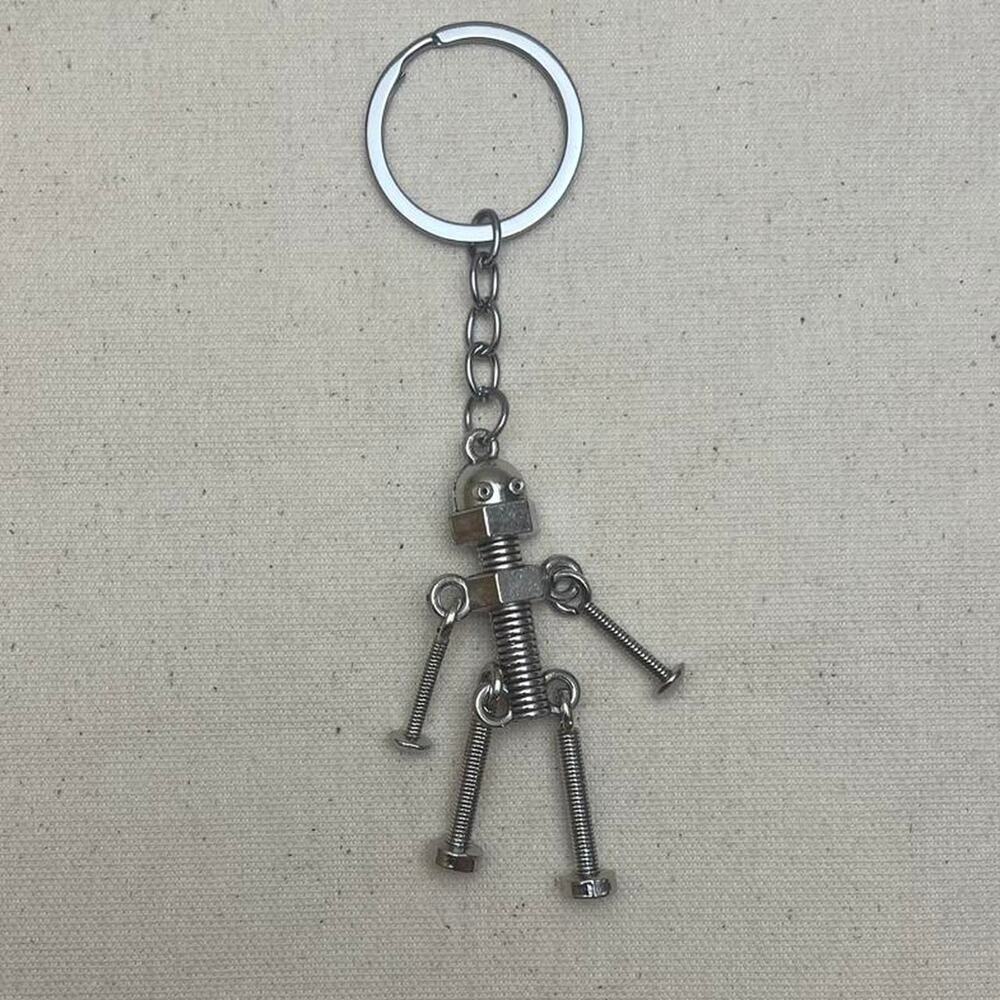 Y2k 2000s vintage stainless steel nuts and bolts stickman keychain - Picture 4 of 8